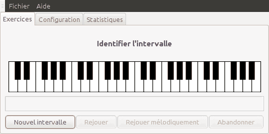 Copies d'écran du logiciel montrant l'exercice sur les intervalles avec l'interface à boutons.