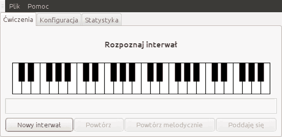 Zrzut ekranu programu do ćwiczeń interwałowych rozpoznawanych przy użyciu przycisków.